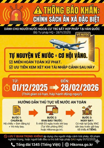 Chính sách ân xã đối với người nước ngoài cư trú trái phép tại Hàn Quốc