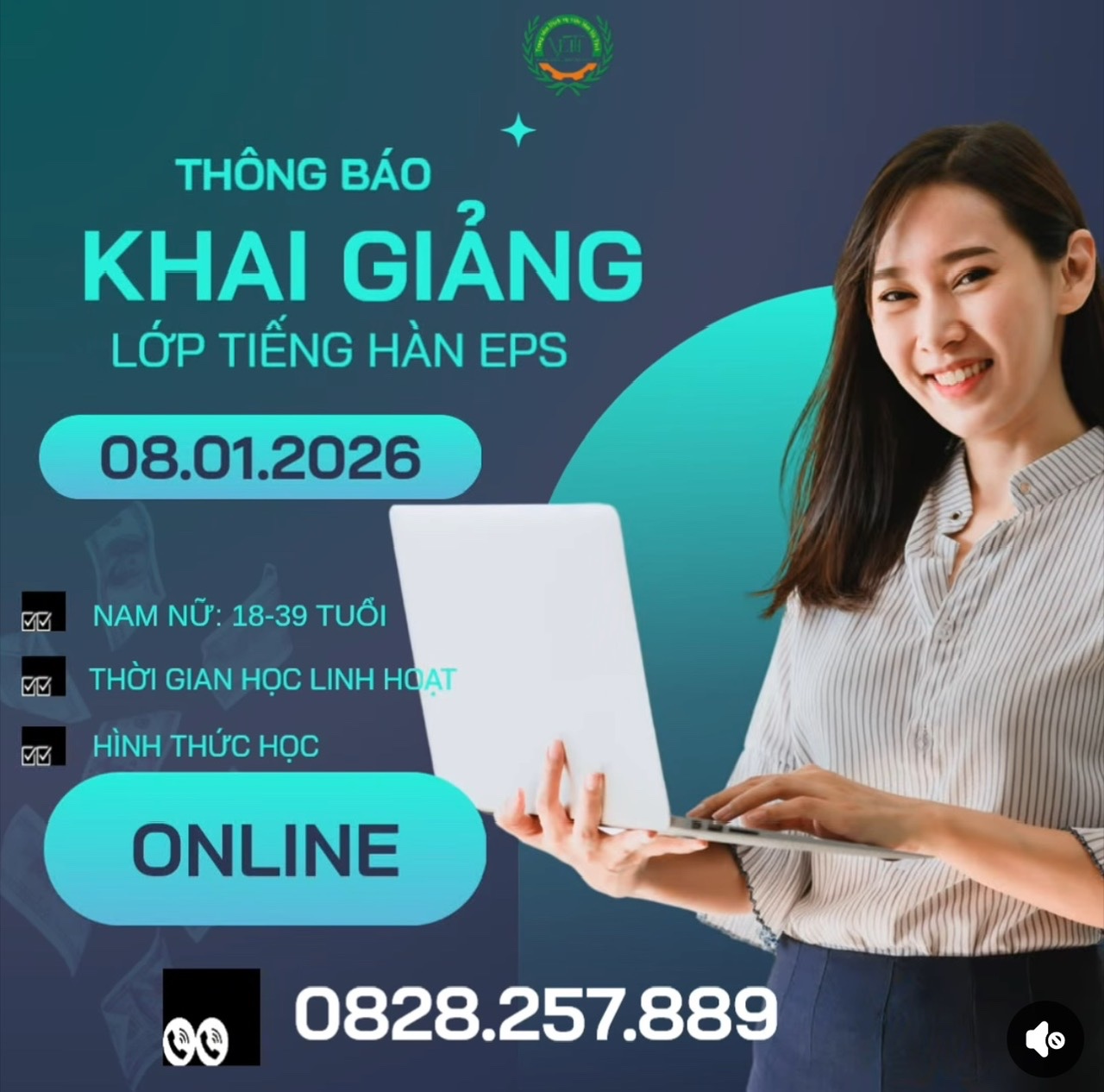 Thông báo khai giảng lớp tiếng Hàn EPS - Online