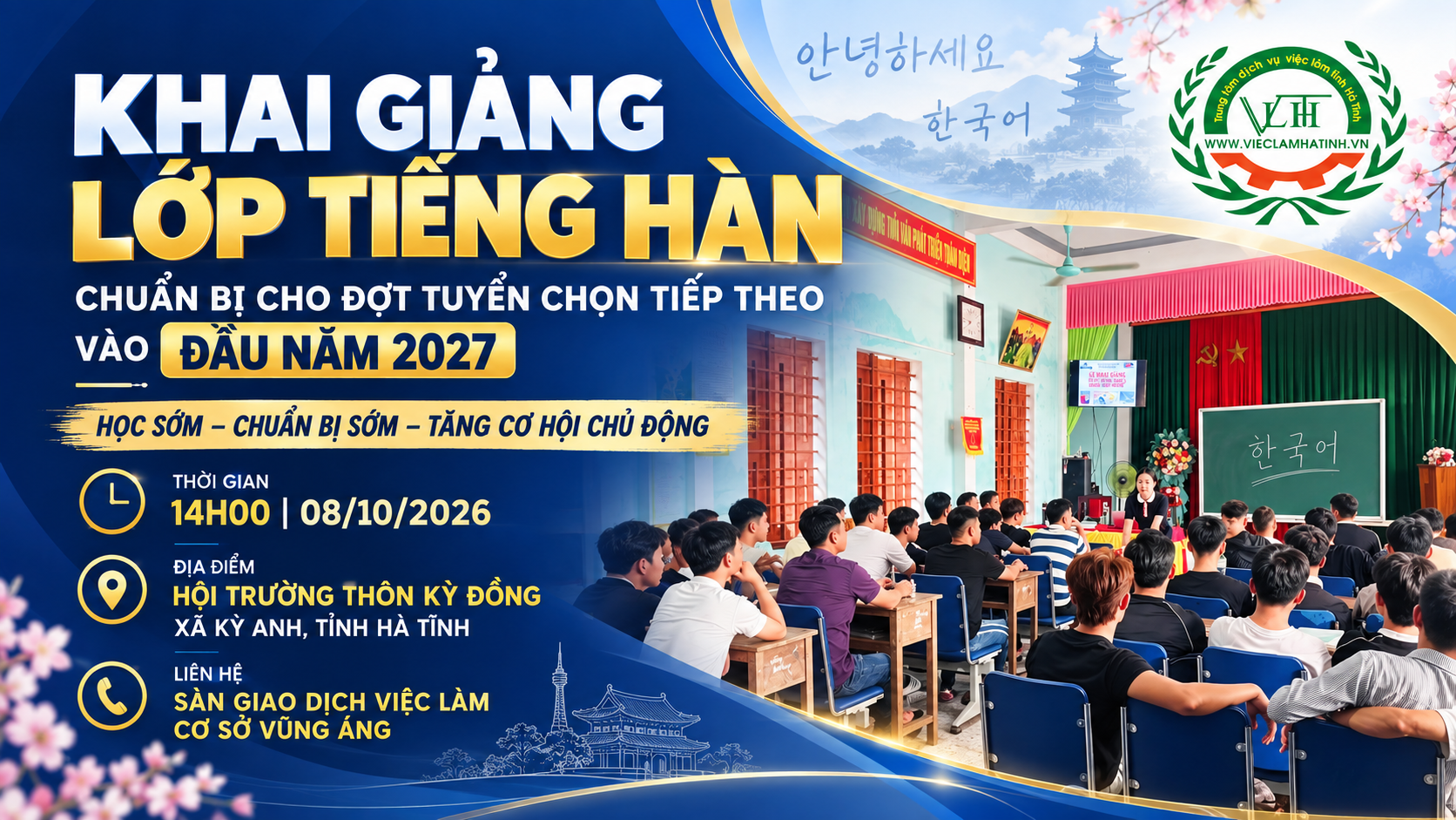 Khai giảng lớp tiếng Hàn EPS tại xã Kỳ Anh – Chủ động chuẩn bị cho đợt tuyển chọn tiếp theo vào đầu năm 2027