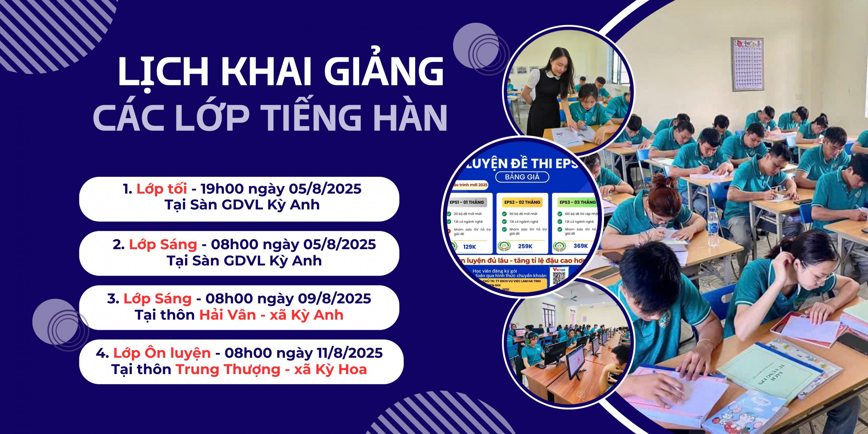 📣Thông báo lịch khai giảng các lớp học tiếng Hàn - Tháng 8/2025